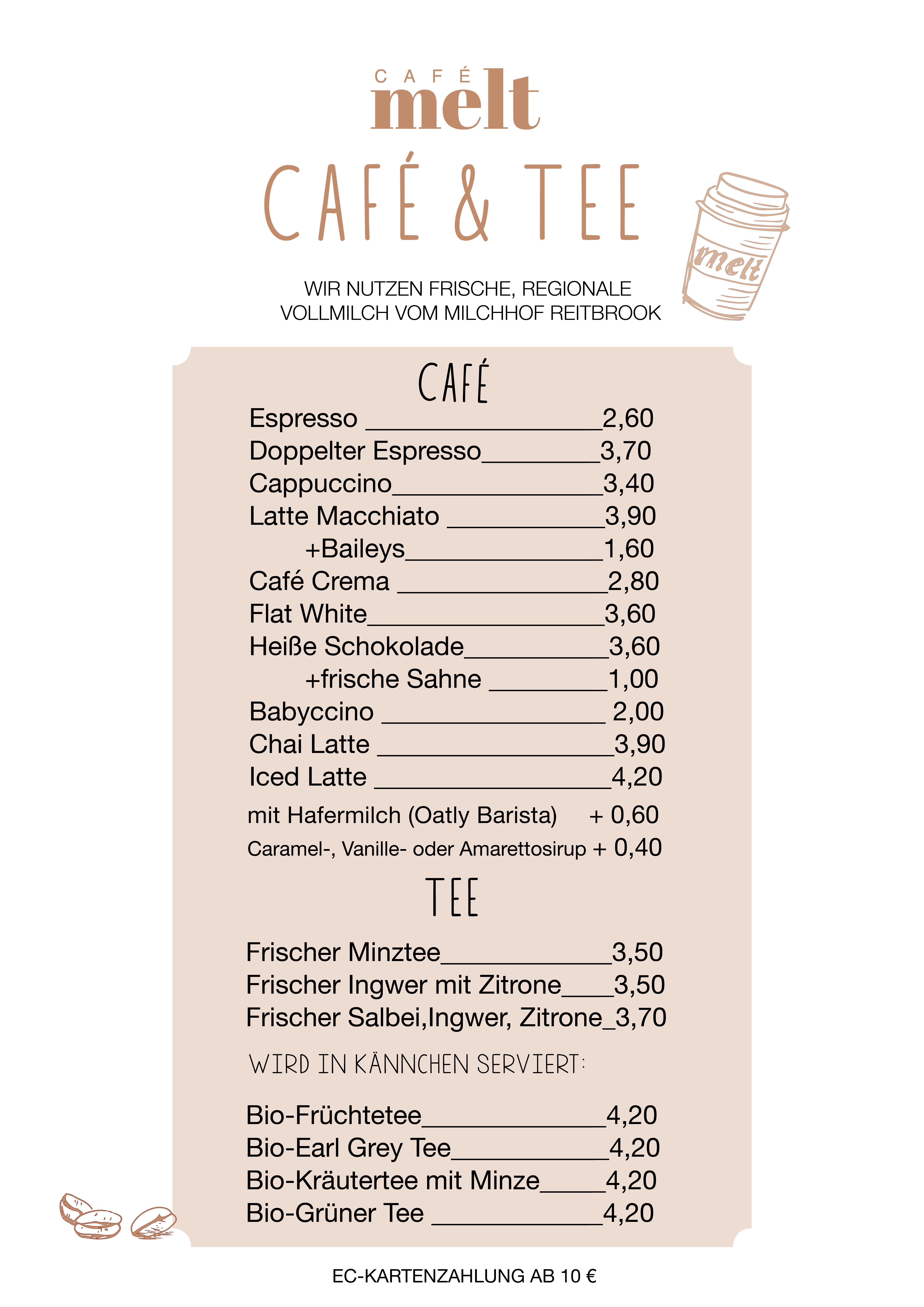 Speisekarte Café melt